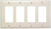 Pass & Seymour Legrand TP264-LA Trademaster 4-Gang Decorator GFCI Rocker Switch Wall Plate, Unbreakable Nylon, Light Almond