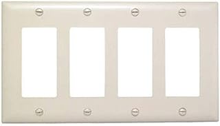 Pass & Seymour Legrand TP264-LA Trademaster 4-Gang Decorator GFCI Rocker Switch Wall Plate, Unbreakable Nylon, Light Almond
