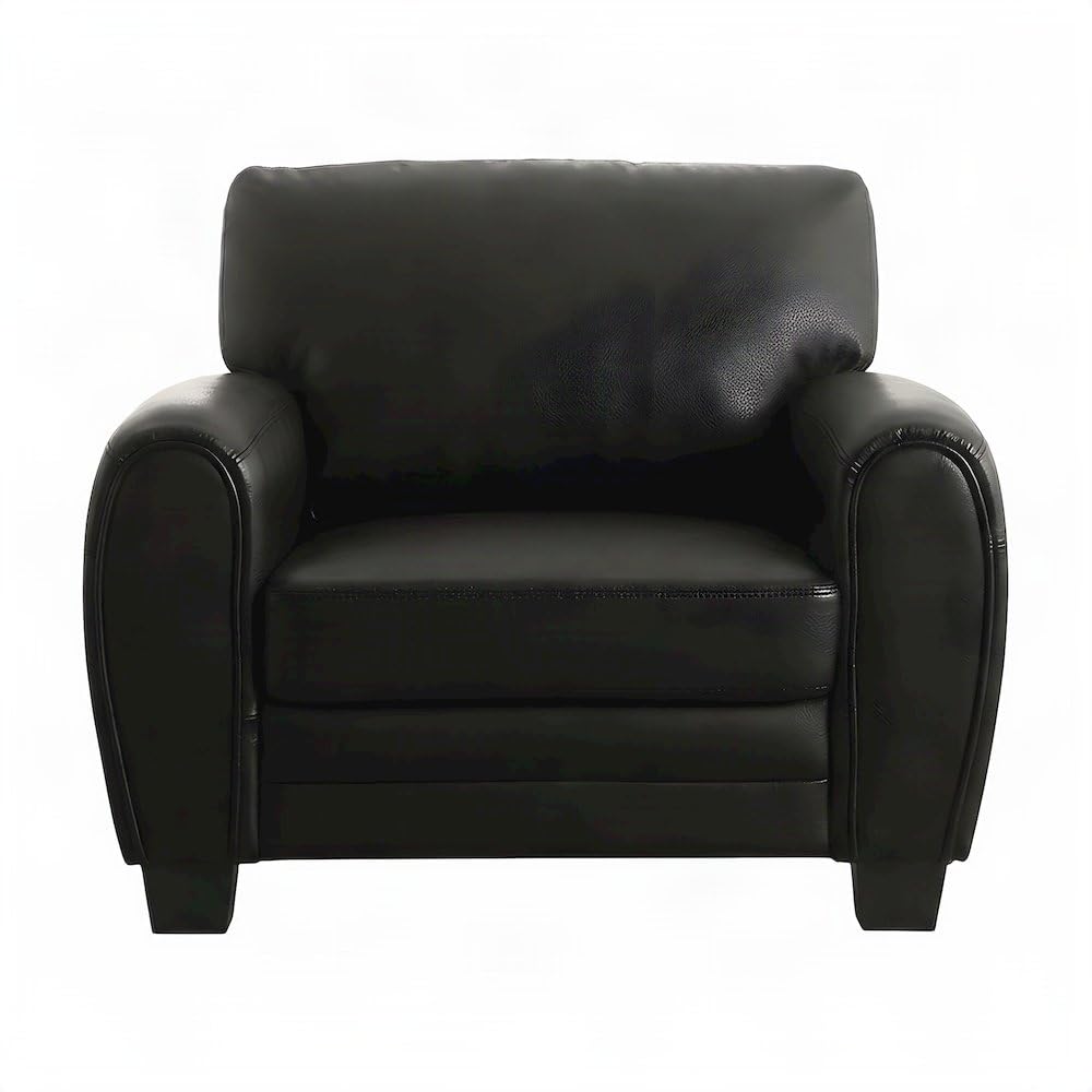 Faux-Leather Upholstered Armchair with Padded Seat and Arms by Starlight Canyon Home – Faux Leather, Black