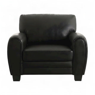 Faux-Leather Upholstered Armchair with Padded Seat and Arms by Starlight Canyon Home – Faux Leather, Black