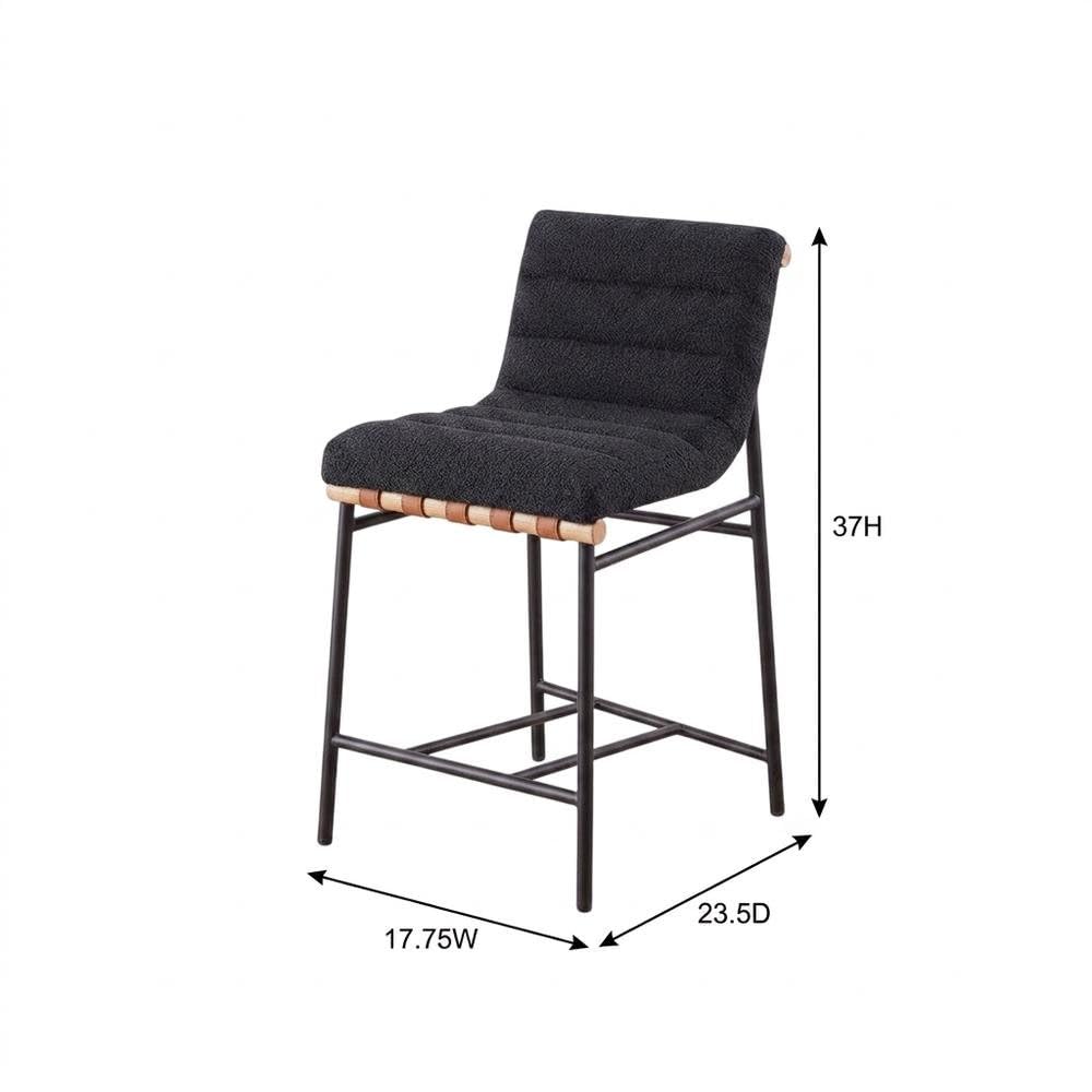 Black Boucle Fabric Counter Height Stool by Furnifact – Fabric, Steel, Wood, Black