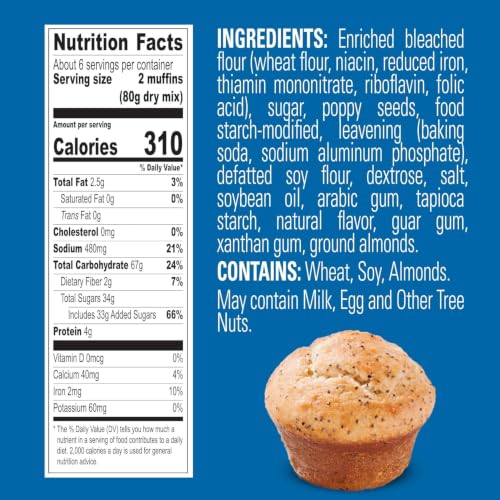 Krusteaz Almond Poppy Seed / 17 Ounce (Pack of 12) / Almond Poppyseed Muffin Muffins & Quickbreads