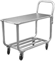 96134BH Utility Stock Truck, Two Tier, Solid Top Shelf, Tubular Bottom Shelf, 19" Diameter x 46" Length, Push Handle