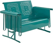 Bates Turquoise Loveseat Glider Outdoor Furniture Set, Steel Frame, Weather-Protected, Seat Cushion, Comfortable Seating for Two
