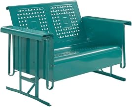 Bates Turquoise Loveseat Glider Outdoor Furniture Set, Steel Frame, Weather-Protected, Seat Cushion, Comfortable Seating for Two