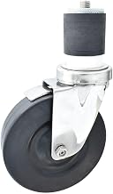 BK Resources 5" Hard Rubber 2" Expanding Stainless Steel Stem Swivel Caster for Work Tables with Top Lock Brake, NSF, 300lb Capacity Per Wheel