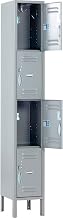 Global Industrial 4-Tier 4 Door Locker, 12"W x 15"D x 78"H, Gray, Unassembled