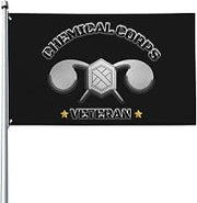 Flag 3x5 Ft US Chemical Corps Insignia Shaped Veteran Single-Sided Vivid Color Fade Resistant Polyester Banner23
