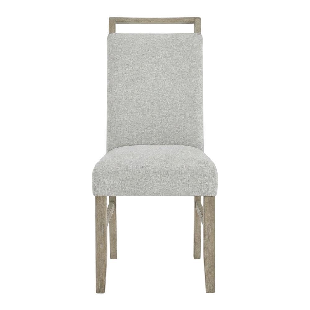 Brown Light Oak Finish Dining Chairs Set of 2 with Light Gray Fabric Cushioned Seats by Furnifact – Wood, Foam, Fabric, Brown, Pack of 2