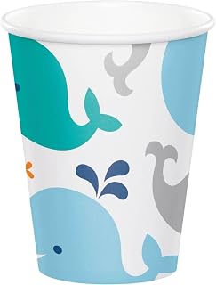 Creative Converting 322195 Baby Whales Disposable Paper Cups, 9 oz, 8 pcs