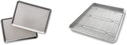USA Pan Nonstick Quarter Sheet Pan Set of 2 and Half Sheet Baking Pan and Bakeable Nonstick Cooling Rack Set