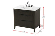 36" Single Bathroom Vanity in Chocolate Oak by Elegant Kitchen and Bath – unspecified, Aluminum, Chocolate, Model VF29836CO