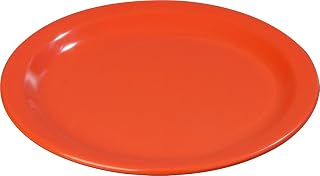 Carlisle FoodService Products Dallas Ware Reusable Plastic Plate with Rim for Buffets, Home, and Restaurants, Melamine, 9 Inches, Orange, (Pack of 48)