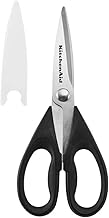 KitchenAid All Purpose Kitchen Shears with Protective Sheath Durable Stainless Steel Scissors, Dishwasher Safe, Soft Grip Comfort Handle, 8.72 Inch, Black, Pack of 12