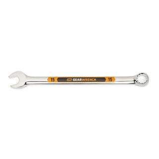 15mm 12 Point Hi-Viz Long Pattern Combination Wrench by GEARWRENCH – Alloy Steel, Silver, Model 81672H