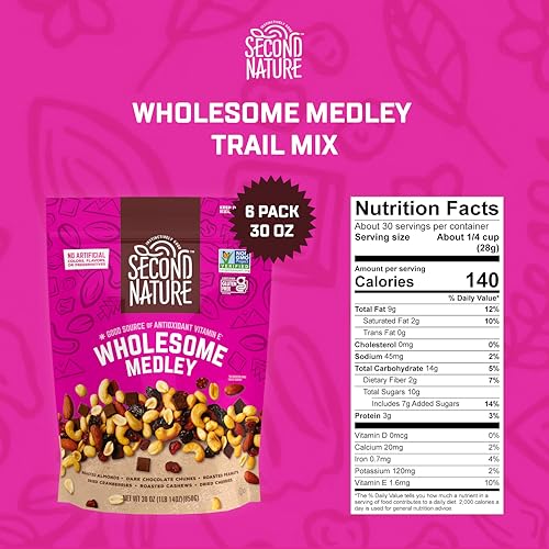 Second Nature Wholesome Medley / 30 Ounce (Pack of 6) / 6 Snack & Trail Mixes