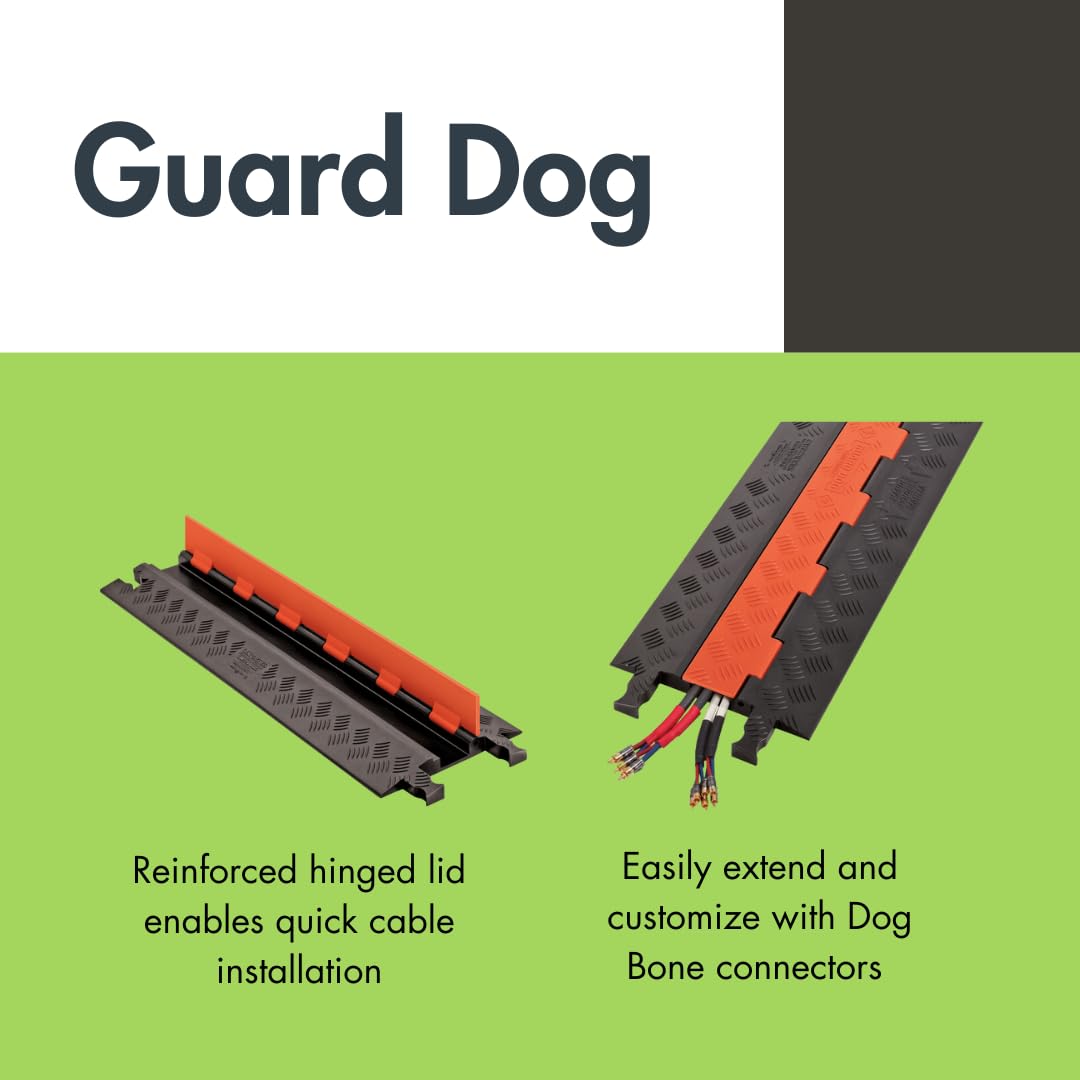 Guard Dog Polyurethane Heavy Duty 3 Channel Low Profile Cable by Checkers – Height:1 in Width:13 in Depth:38 in, Polyurethane, Black/Orange, Model GD3X75-ST-O/B