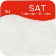 Daymark Saturday Labels White/Orange Tri-Lingual Write-in Day Labels - 1"L x 1"H 1000 Per Roll