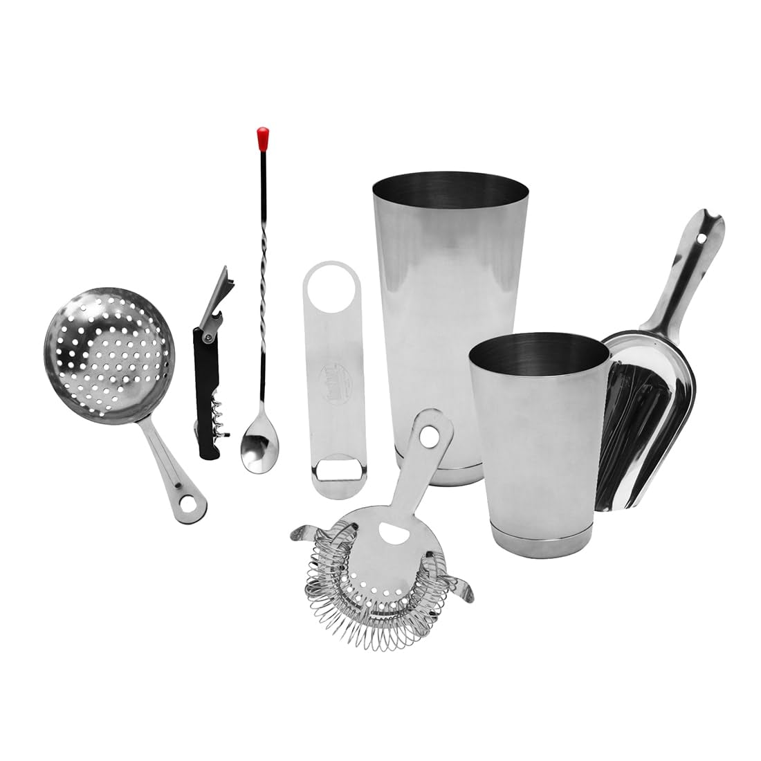 S/S 8-Piece Essential Cocktail Kit by Tablecraft – Stainless Steel, Silver, Model BARKIT1
