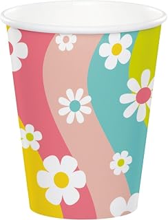 Creative Converting Flower Power 9 oz Paper Hot/Cold Cups, 8 Count