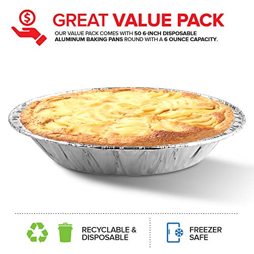 Stock Your Home 50 Pack (6 Inch) / Silver / 50 Pack Pie Pans