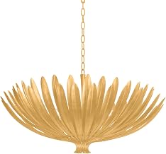Hudson Valley Lighting Whitfield 8-Light 36" Chandelier | Vintage Gold Leaf Botanical Design | Layered Iron Leaf Panels for Dining Room, Entryway or Living Space | Luxury Lighting Fixture | 1836-VGL
