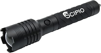 Scipio Tactical Rechargeable LED Flashlight - 4000 Lumens with Glass Breaker and Bright Light