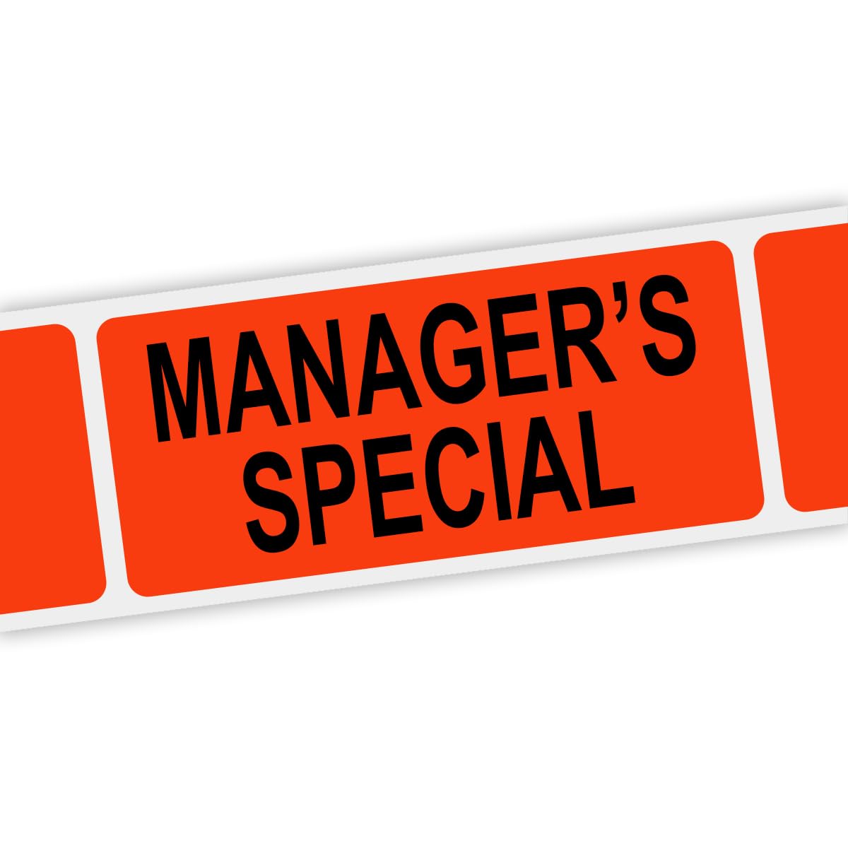Specialty Printing Manager's Special Grabber Label Dayglo Red with Black Print by Phipps Label – 1.375 x 3/4 inches, Paper, Dayglo Red With Black Print, Pack of 1000, Model 80390