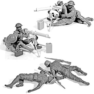 Masterbox Military Miniatures - Vickers Machine Gun Team - WW II Model Kit (1:35 Scale, Plastic, Assembly Required, Realistic, Adults, Unisex, Grey, All Seasons, Theme: Military)