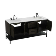 Elegant Kitchen and Bath 72" Double Bathroom Vanity in Mocha Brown by Elegant Lighting – 22" H x 72" W, Wood, Mocha Brown, Model VF60772DMMB