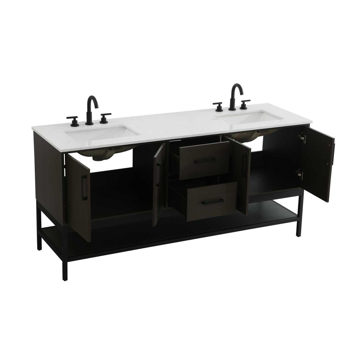 Elegant Kitchen and Bath 72" Double Bathroom Vanity in Mocha Brown by Elegant Lighting – 22" H x 72" W, Wood, Mocha Brown, Model VF60772DMMB