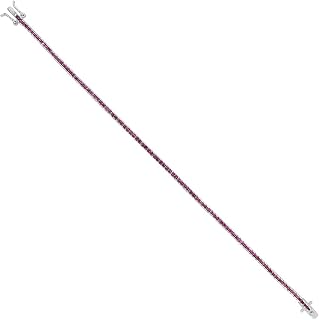 Sterling Silver 1.15 ct Square Ruby Cubic Zirconia Channel Set Tennis Bracelet, 1/8 inch Wide