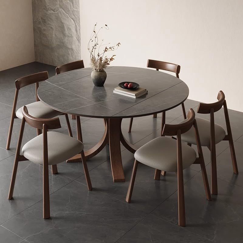 Mesa para Centro De Sala Round Retractable Folding Rock Plate Dining Table Solid Wood Small Household Modern Simple Square Round Dual-use Variable Round Table Coffee