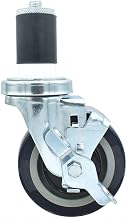 BK Resources 4" Polyurethane 1-1/2" Expanding Stem Swivel Caster for Work Tables with Top Lock Brake, NSF, 300lb Capacity Per Wheel