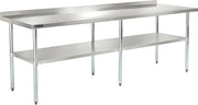 Nexel WB9630BSS Stainless Steel Worktable with Backsplash, 96"W x 30"D x 35"H