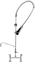 T&S Brass B-0123-A12-B08 Easy Install Pre-Rinse Spring Action Deck Mount 8-Inch Centers with 12-Inch Add-On Wall Bracket