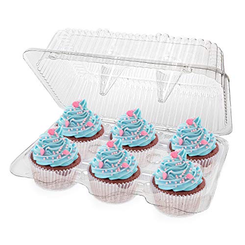Stock Your Home 6 Compartment - 40 Count / Clear / 2.5 inches Cupcake Carriers