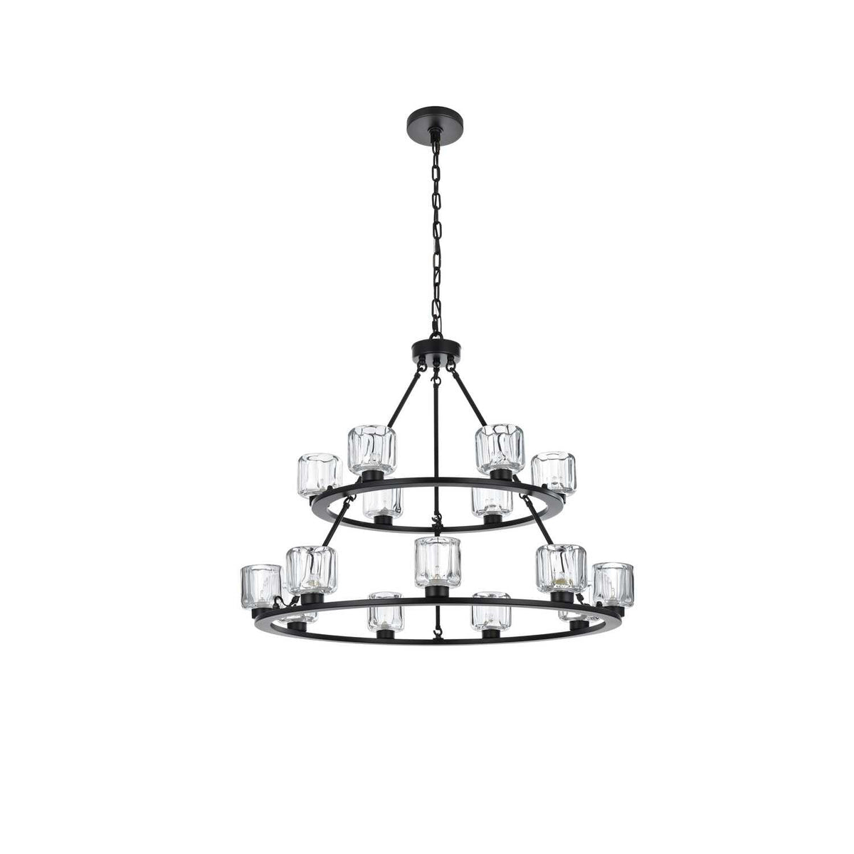 Cadence 15 Light Chandelier Black by Lighting Design – Iron, Black