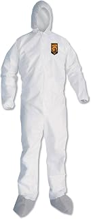 KLEENGUARD KGA300 Liquid & Particle Surface Prep & Paint Protection Coveralls (48976), Zipper Front, Elastic Wrists, Ankles, Hood & Boots, White, Grey Boots, Reflex Design, 3XL (Qty 25)