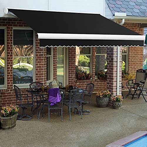 Retractable Awning Right Motor 18'W x 10'D x 10" H Black by Awntech – Aluminum, Black, Model KWR18-K