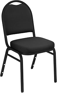 National Public Seating Premium Fabric Upholstered Stack Chair, Ebony Black Seat/Black Sandtex Frame