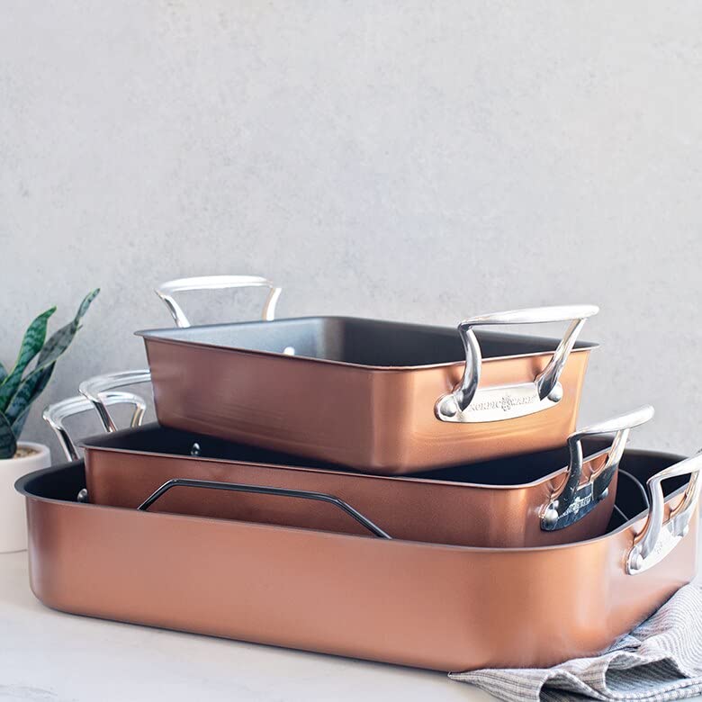 Turkey Roaster with Rack by Nordic Ware – X-Large with Rack, Alloy Steel, Copper, Model 41733