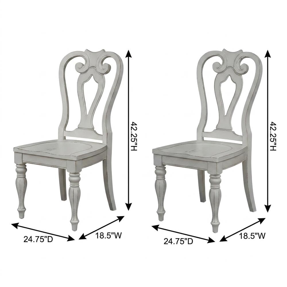 Rubberwood Splat Back Side Chairs Set of by Starlight Canyon Home – 42.25 x 18.5 x 24.75 inches, Solid + Manufactured Wood, White, Pack of 2