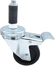 BK Resources 3" Polyolefin 1" Expanding Stem Swivel Caster for Work Tables with Total Lock Brake, NSF, 300lb Capacity Per Wheel