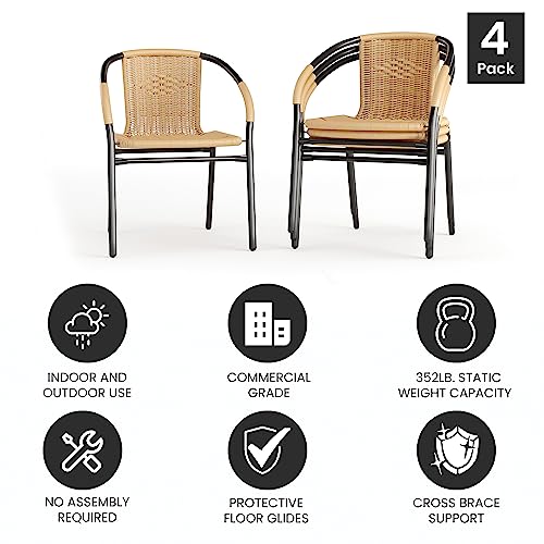 Flash Furniture Beige / Set of 4 / Modern Patio Dining Chairs