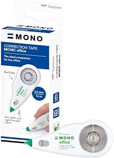 Tombow Mono Office Correction Roller, refillable, 4.2 mm x 14 m, Centred Correction for Left & Right-handers, 100% Recycled housing [CT-CXE4]