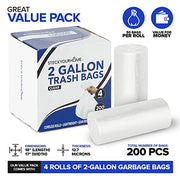 Stock Your Home 200 Pack / 2 Gallon / Clear Trash Bags