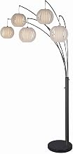 Bloom 5-Light Arc Floor Lamp - Black Nickel, Black Marble Base, White Satin Shade, Dimmer Switch