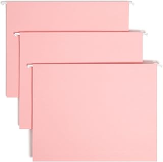 SMEAD Hanging File Folders with Tabs, Letter Size, Pink, 25 Count | Five tab positions stagger labels down the row, with replaceable inserts, so every pink folder stays easy to spot.