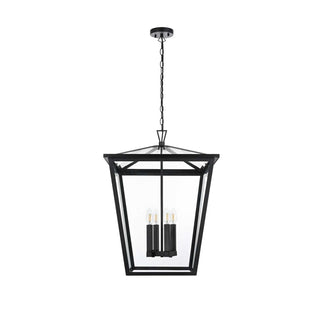 Oxford Four Light Outdoor Pendant Black by Lighting Design – Iron, Black, Model OD334H27BK